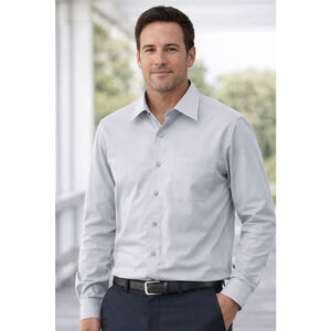 Perry Ellis Preferred Collection Light Gray Dress Shirt Mens 16 34/35